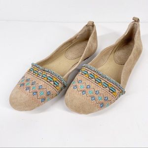 LATIGO Leather Embroidered Slip-on Flats Boho